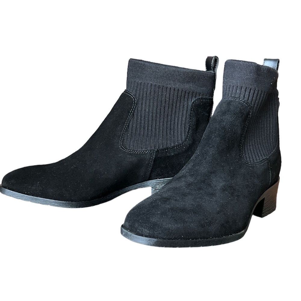 NEW Kenneth Cole Salt Sock Chelsea Booties Black Suede Ankle Boots 8M
